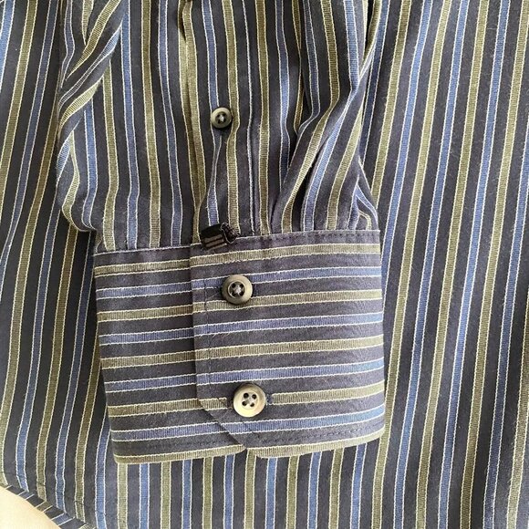 Geoffrey Beene Shirt Mens XL 17-17-1/2 Striped Button Down Long Sleeve - Picture 5 of 9